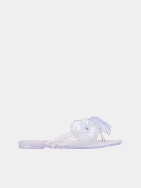 Silicone Flower Flat Sandals (COPSH84F9013-CLEAR)