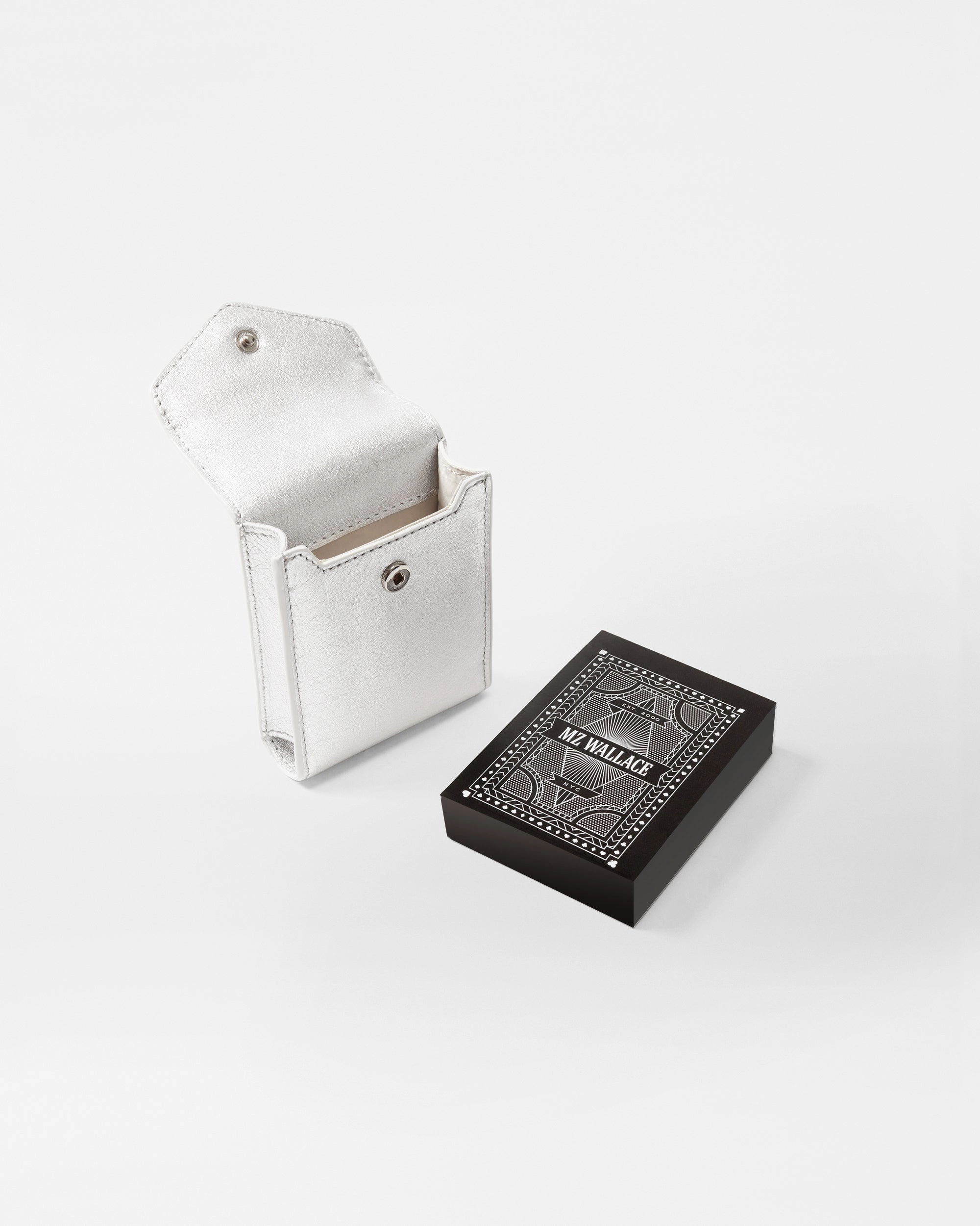 Silver Metallic Leather MZW Playing Card Set