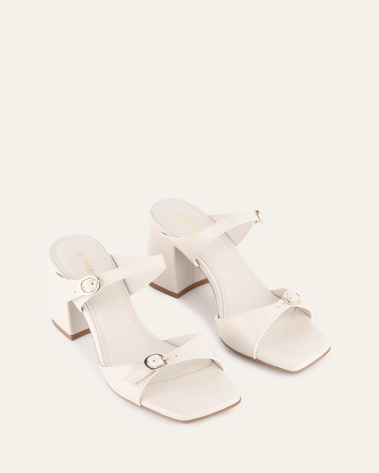 SPENCER MID HEEL SANDALS OFF WHITE LEATHER