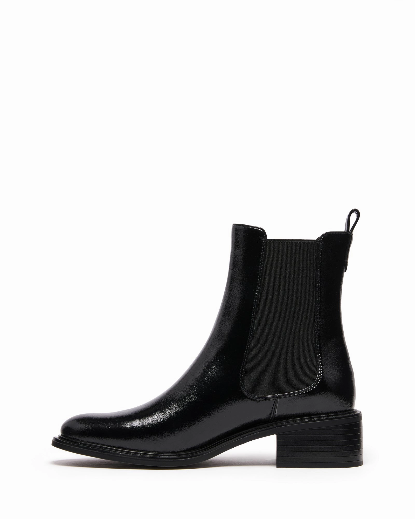 Stable Ankle Boot Black Crinkle Patent