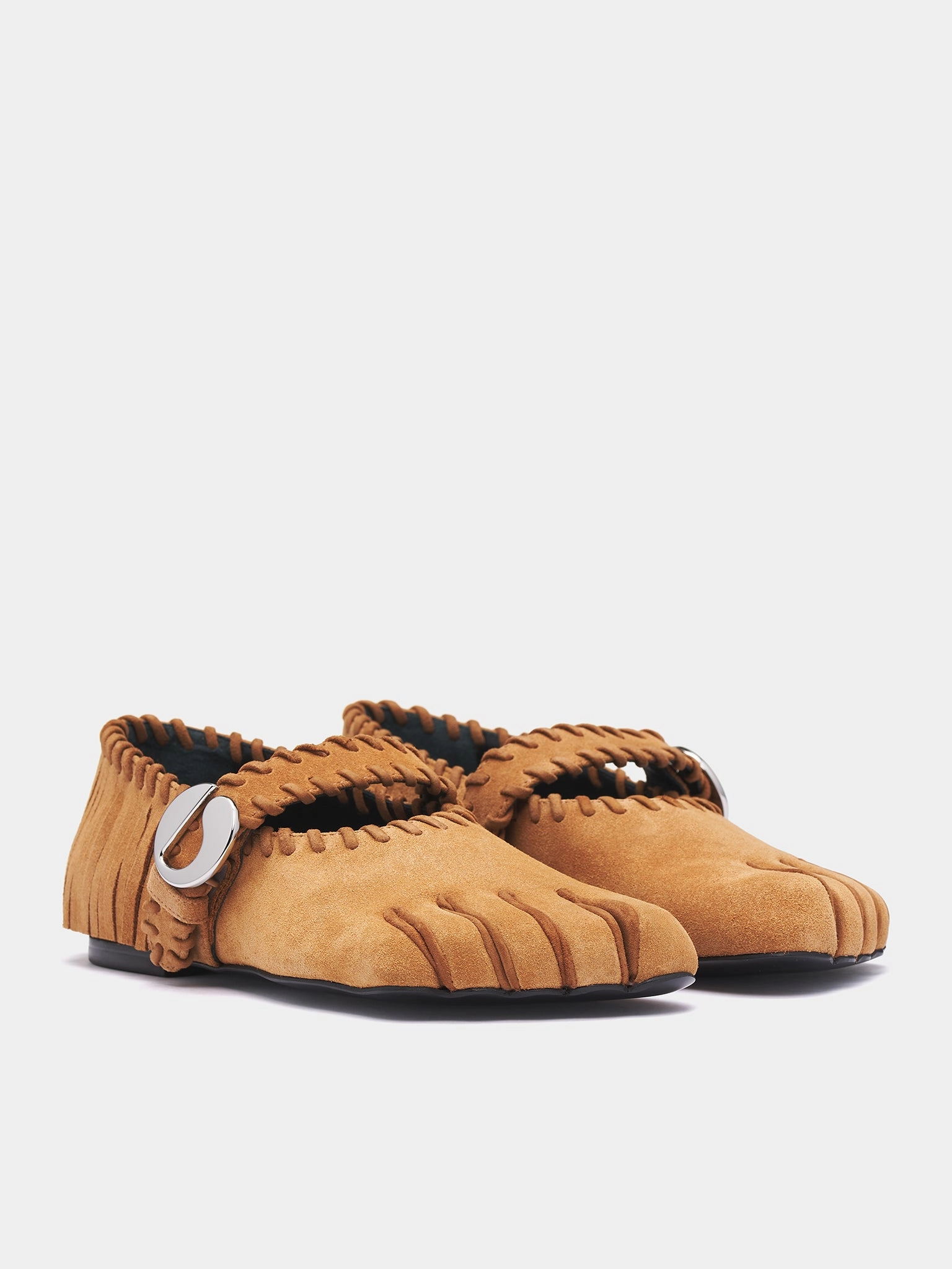 Suede Fringe Five-Toe Ballet Flat (COPSH83F6049-BROWN)