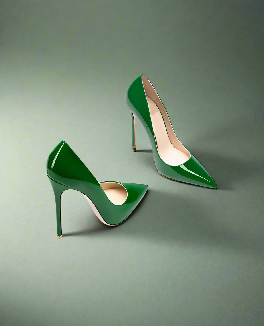 Tatianna Dark Green Beige Bottom Heels