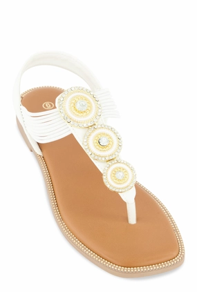 Three Pendant Corded Thong Sandals
