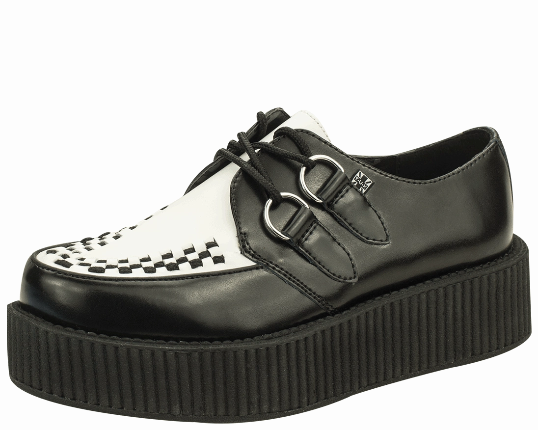 TUK-V6804 Black and White Leather Viva Mondo Sole Creeper