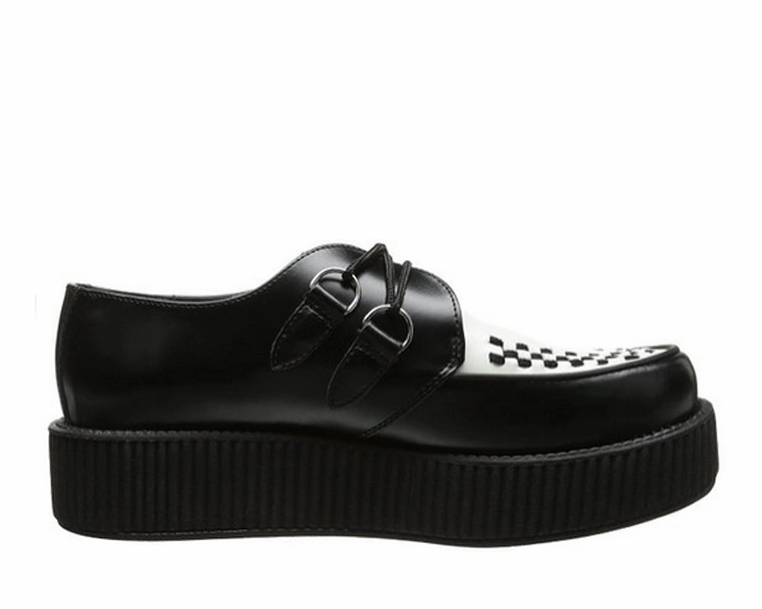 TUK-V6804 Black and White Leather Viva Mondo Sole Creeper