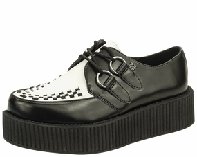 TUK-V6804 Black and White Leather Viva Mondo Sole Creeper