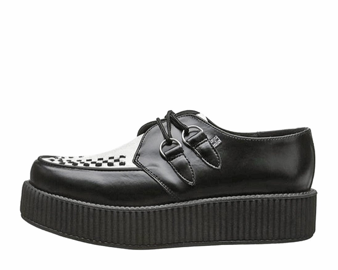 TUK-V6804 Black and White Leather Viva Mondo Sole Creeper