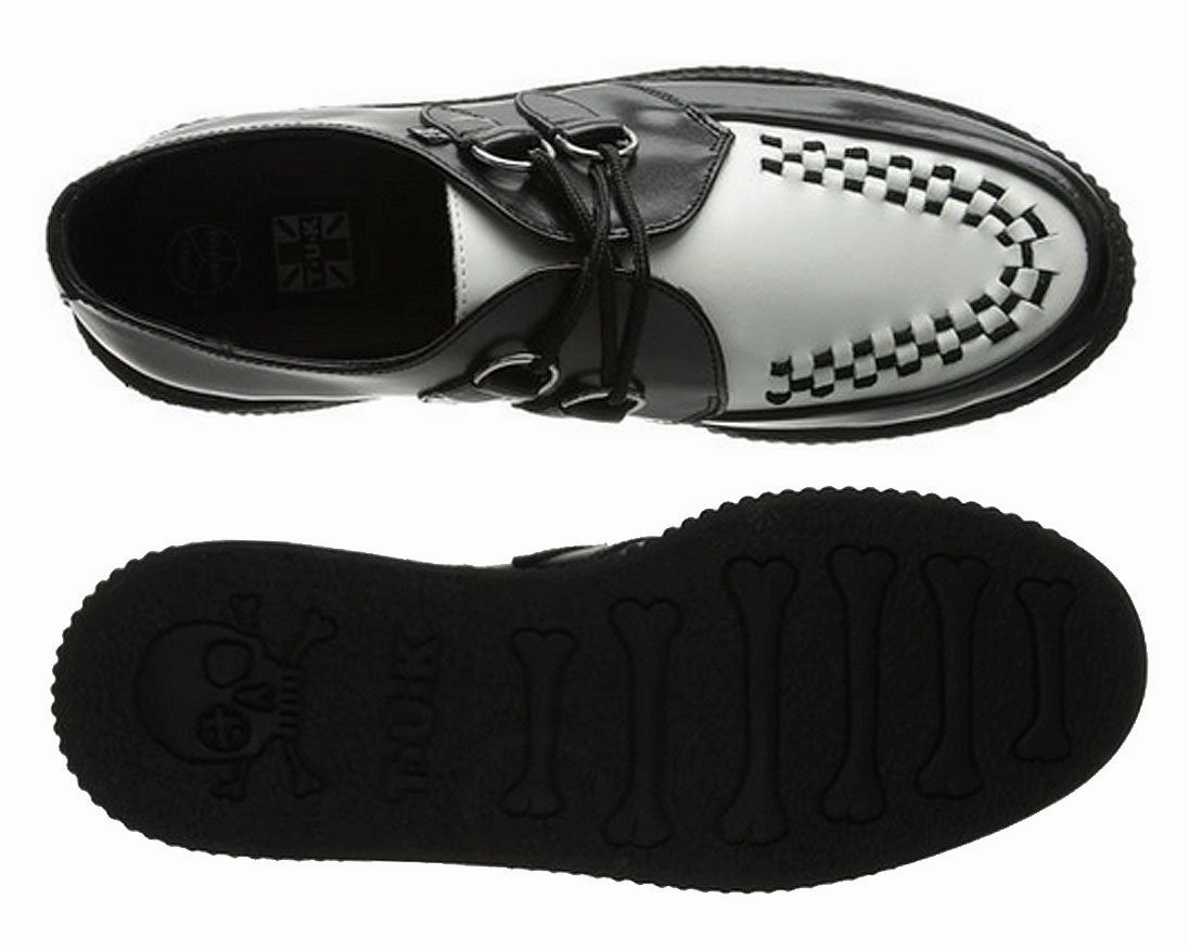 TUK-V6804 Black and White Leather Viva Mondo Sole Creeper