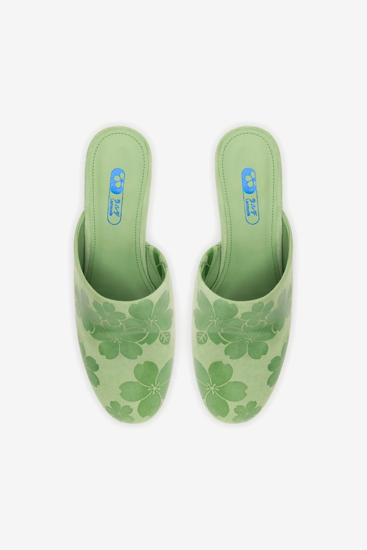 Venice Wedge In Pistacchio Sakura Printed Suede