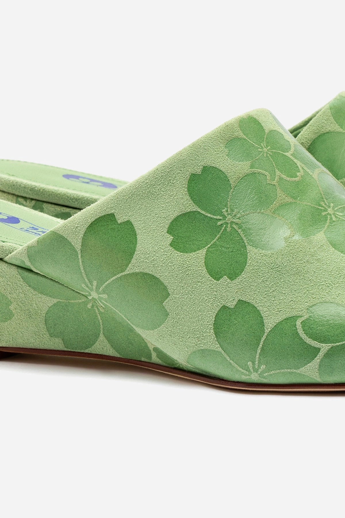 Venice Wedge In Pistacchio Sakura Printed Suede