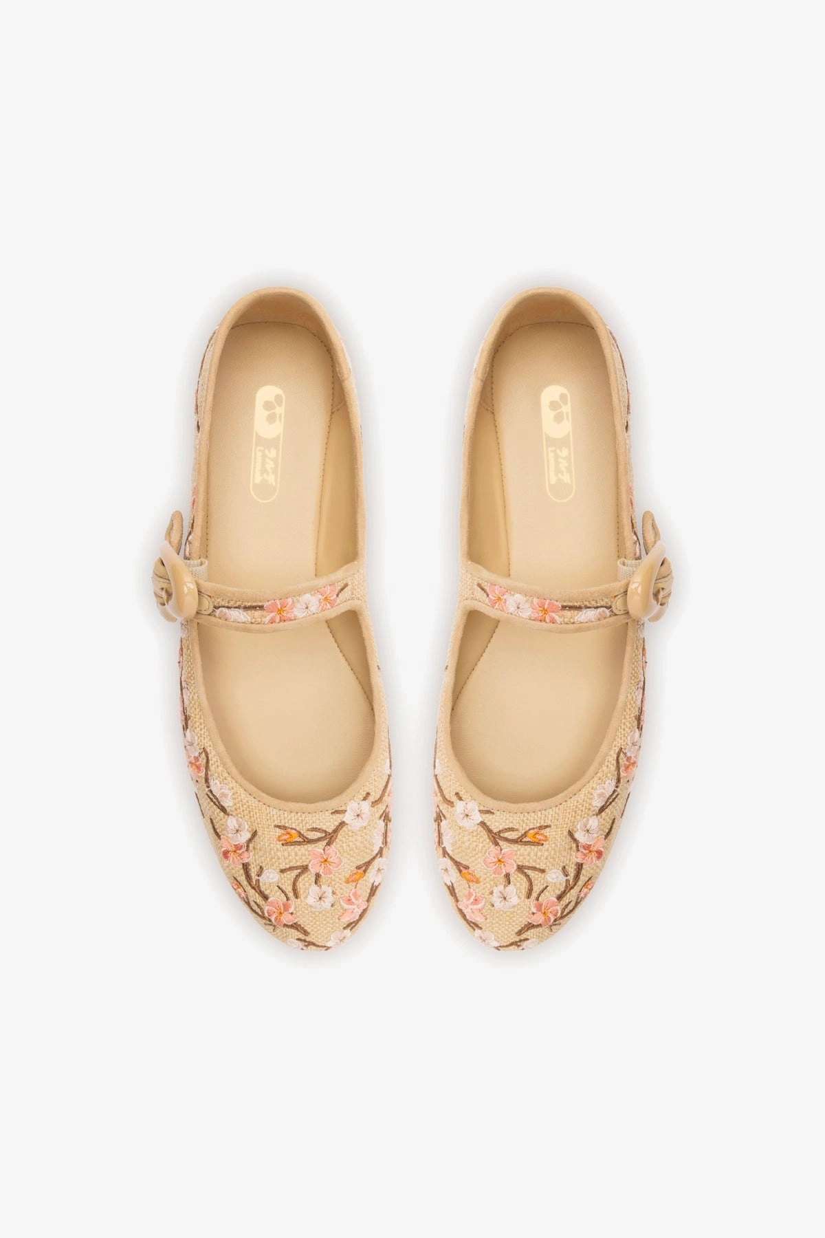 Verona Ballet Flat In Beige Sakura Printed Raffia