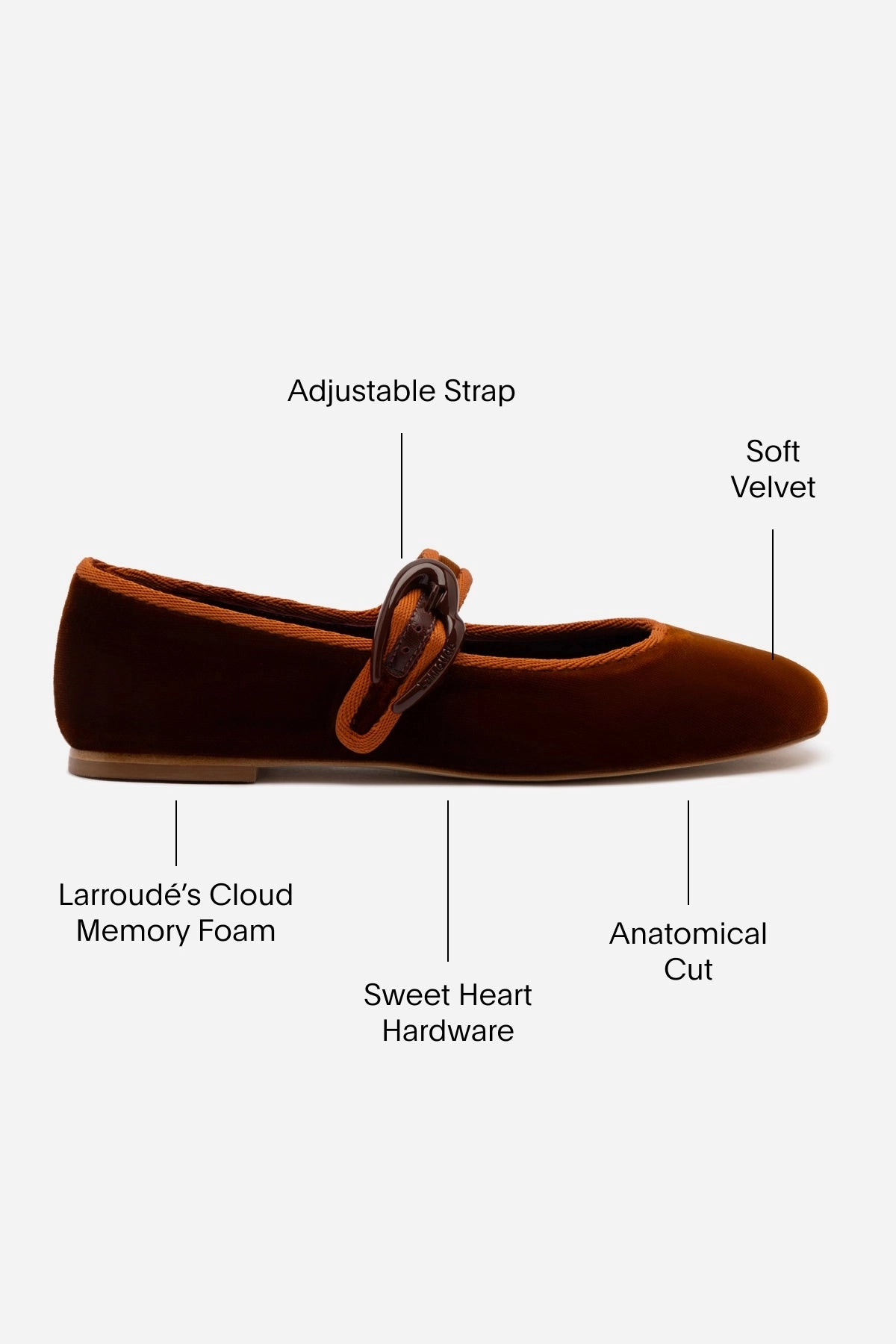 Verona Ballet Flat In Cuoio Velvet
