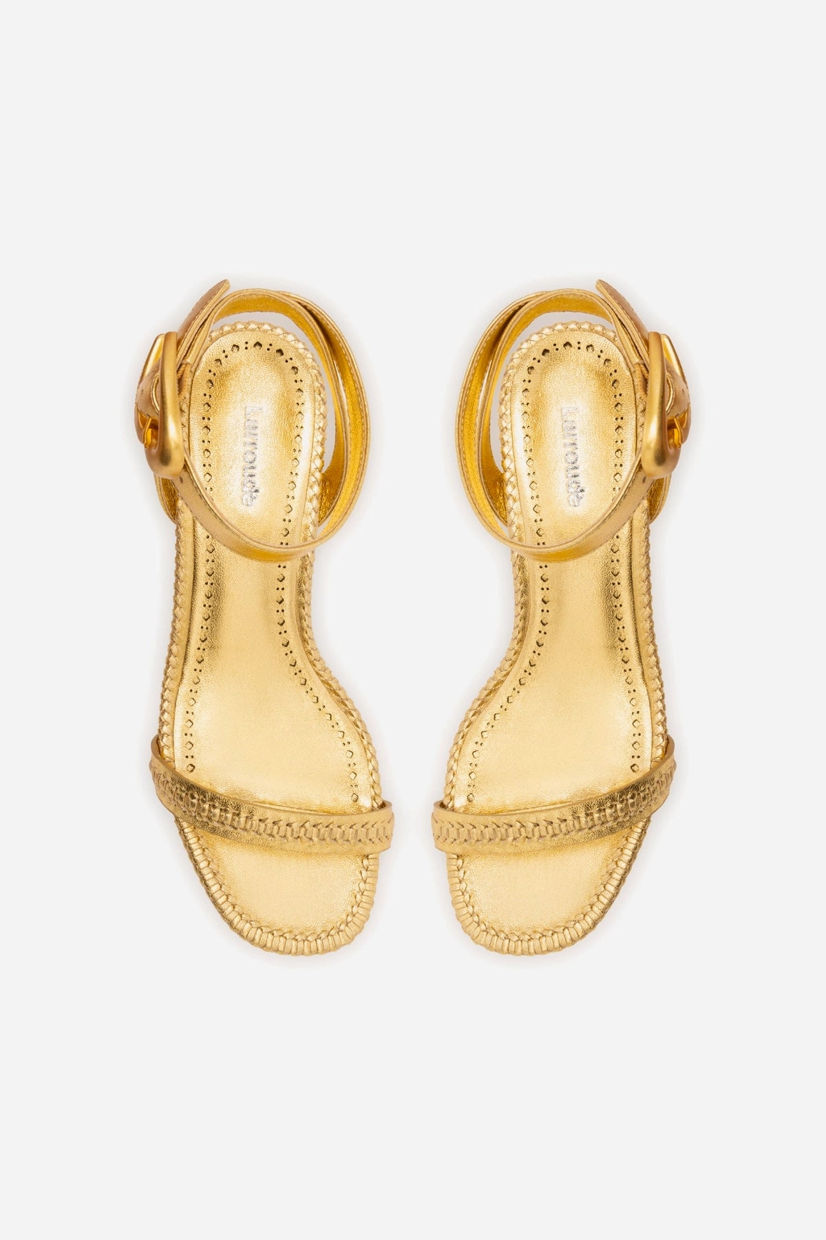 Verona Block Sandal In Gold Metallic Leather