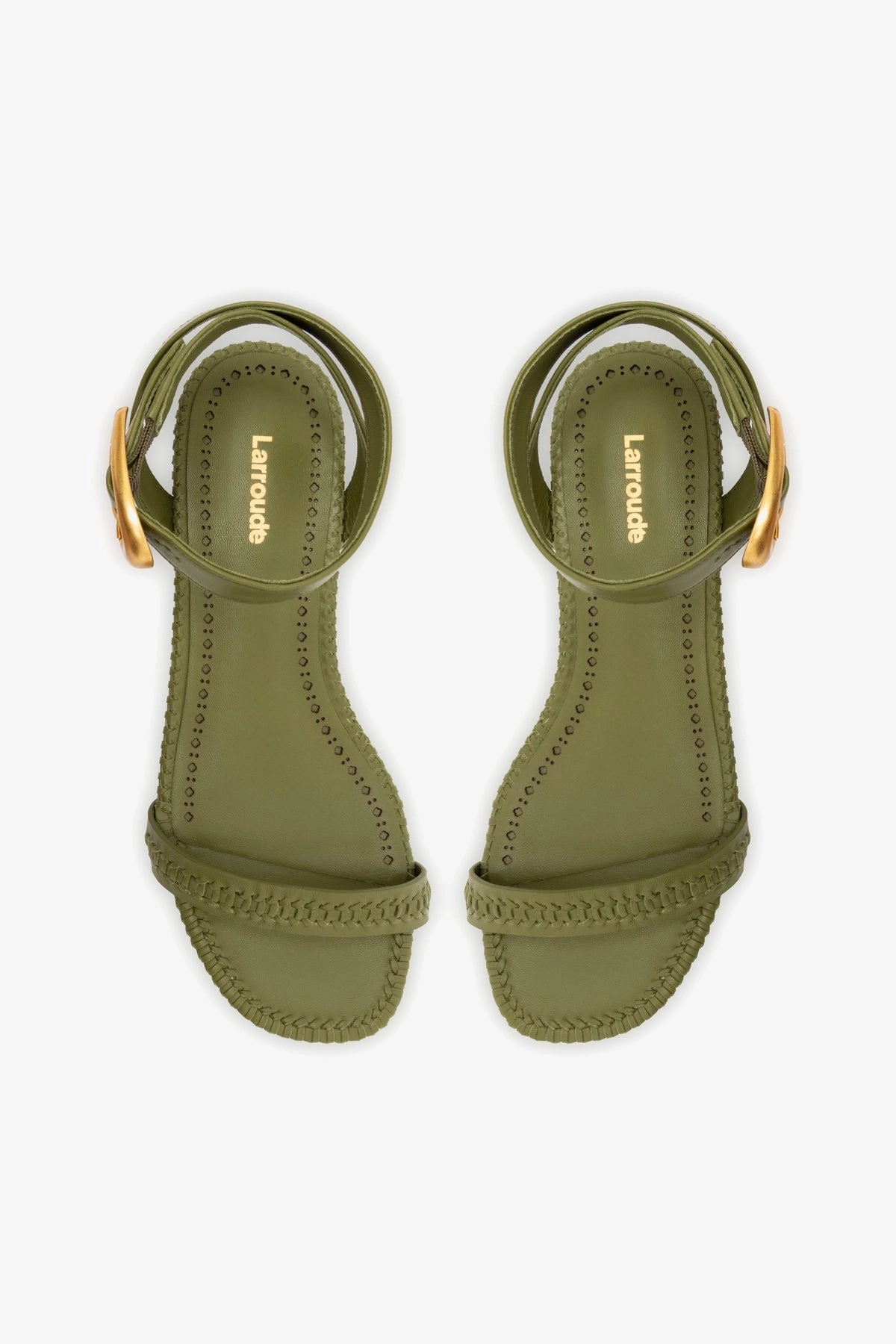 Verona Flat Sandal In Seaweed Leather