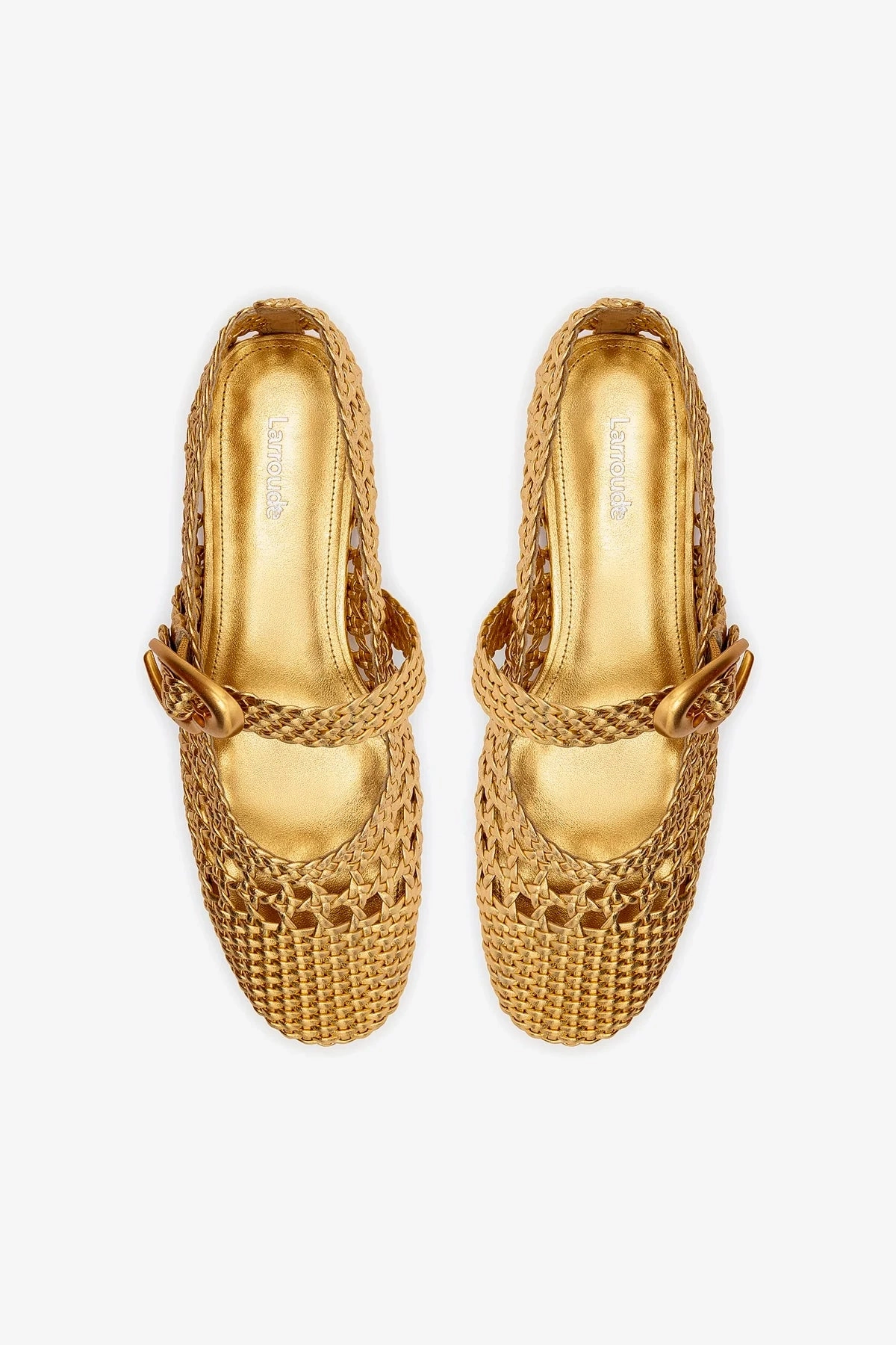 Verona Macrame Ballet Flat In Gold Metallic Leather