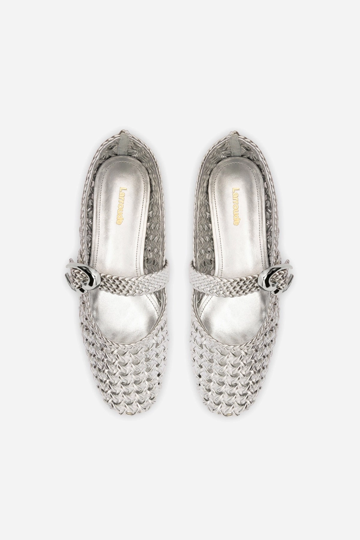 Verona Macrame Ballet Flat In SIlver Metallic Leather