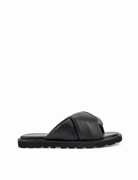 Westy Puffy Slides - Black Leather