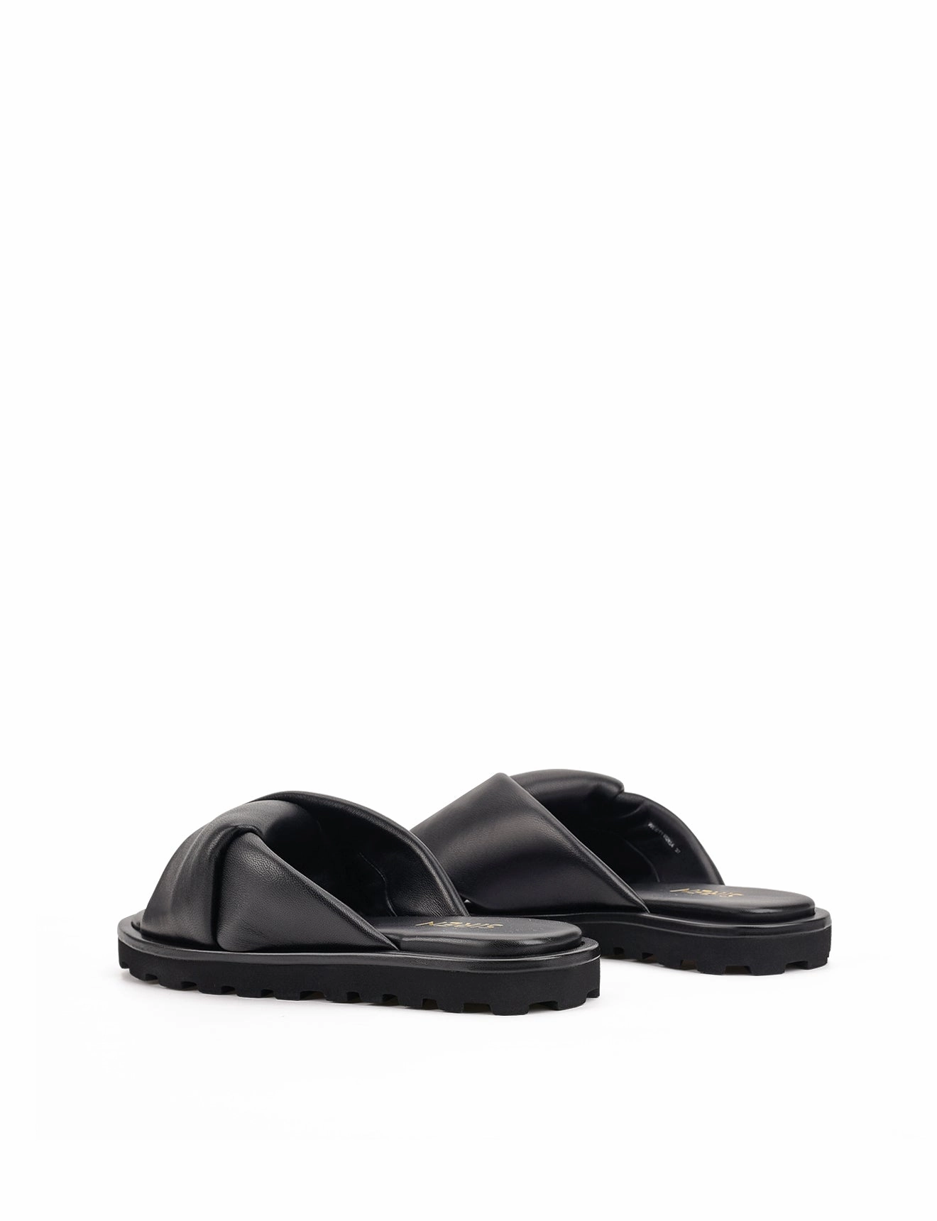 Westy Puffy Slides - Black Leather