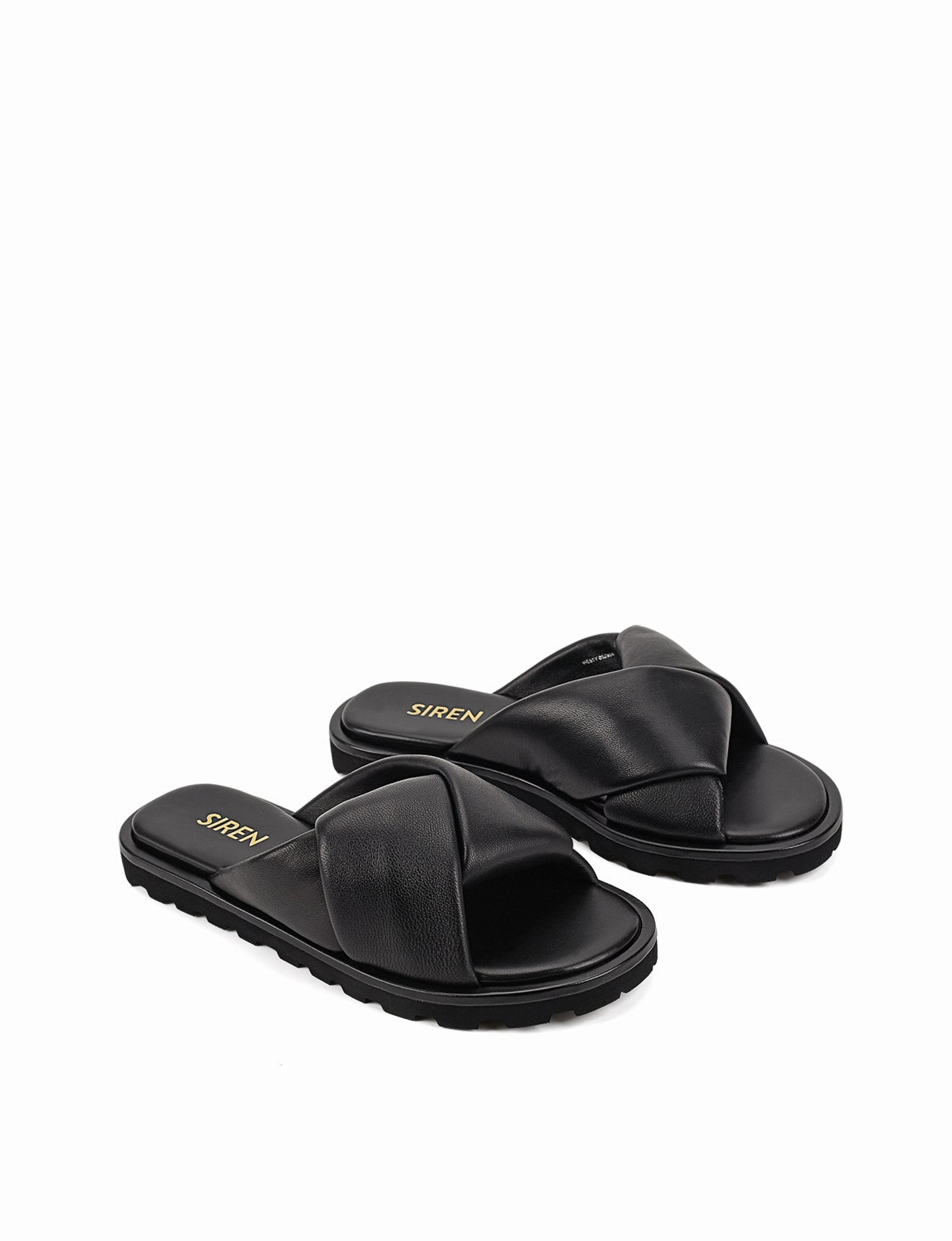 Westy Puffy Slides - Black Leather