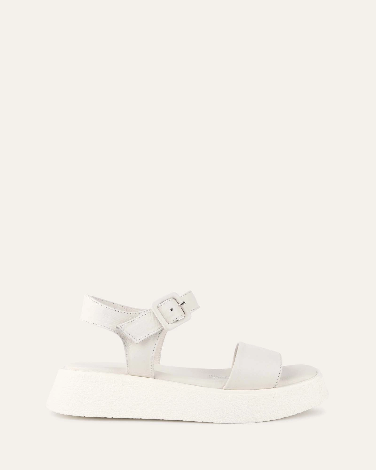 ZURI FLAT SANDALS WHITE LEATHER